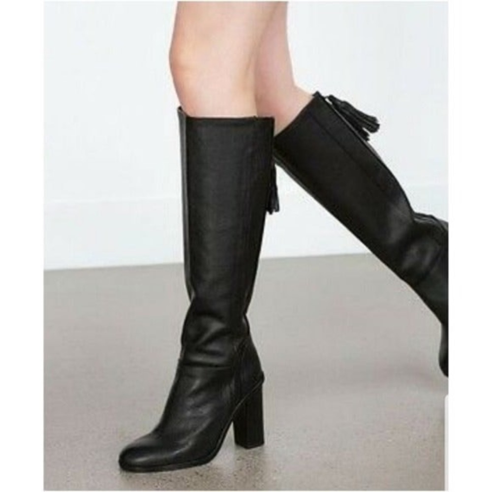 Zara | Leather Boots with Tassel